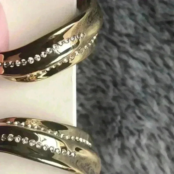 Carolee Iris Gold-Tone Plates Sterling Silver Pave Stone Hoop Earrings NWT - Picture 8 of 8